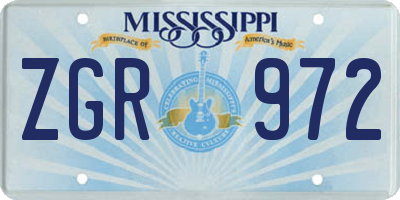 MS license plate ZGR972