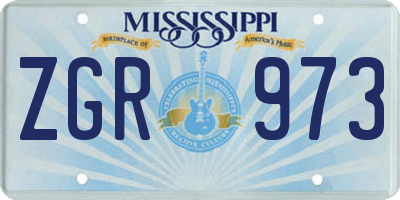 MS license plate ZGR973