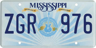 MS license plate ZGR976