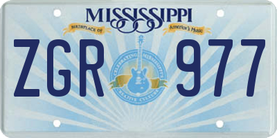 MS license plate ZGR977