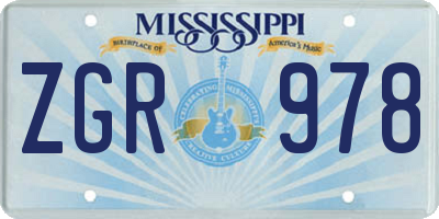 MS license plate ZGR978