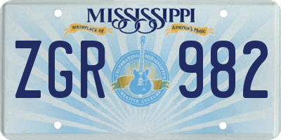 MS license plate ZGR982