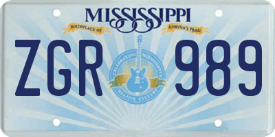 MS license plate ZGR989