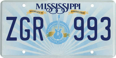 MS license plate ZGR993