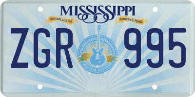 MS license plate ZGR995