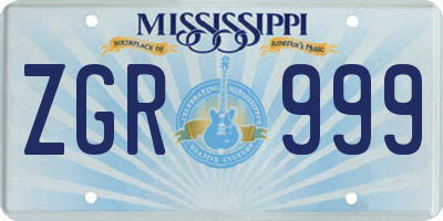 MS license plate ZGR999