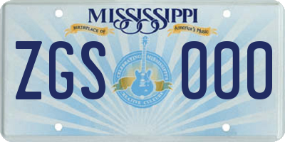 MS license plate ZGS000