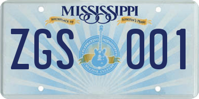 MS license plate ZGS001