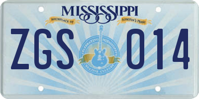 MS license plate ZGS014