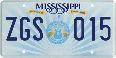 MS license plate ZGS015