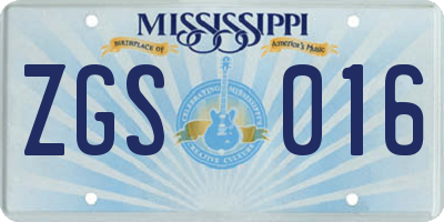 MS license plate ZGS016