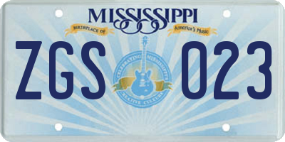 MS license plate ZGS023