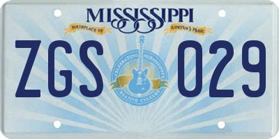 MS license plate ZGS029