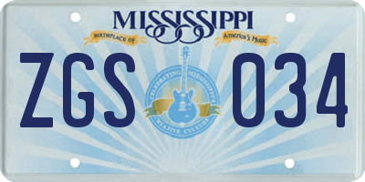 MS license plate ZGS034