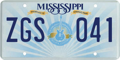 MS license plate ZGS041