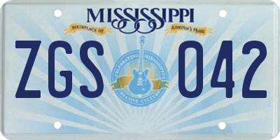 MS license plate ZGS042