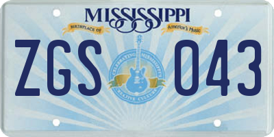 MS license plate ZGS043