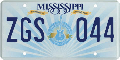 MS license plate ZGS044