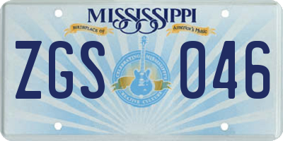 MS license plate ZGS046