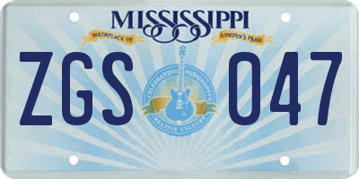 MS license plate ZGS047