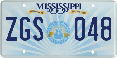 MS license plate ZGS048