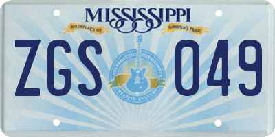 MS license plate ZGS049