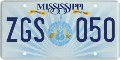 MS license plate ZGS050