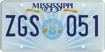 MS license plate ZGS051