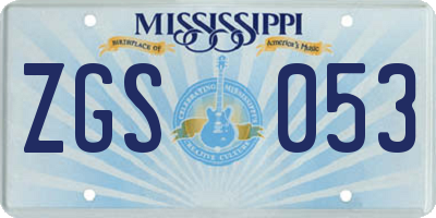 MS license plate ZGS053