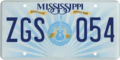 MS license plate ZGS054