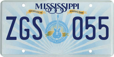 MS license plate ZGS055