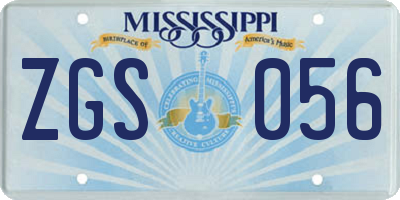 MS license plate ZGS056