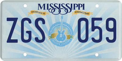 MS license plate ZGS059