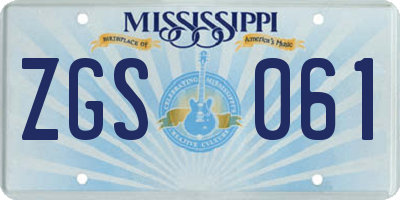 MS license plate ZGS061