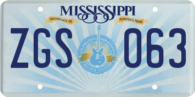 MS license plate ZGS063