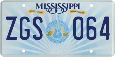 MS license plate ZGS064