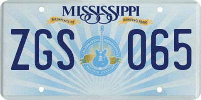 MS license plate ZGS065