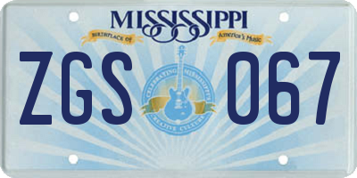 MS license plate ZGS067