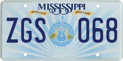MS license plate ZGS068