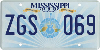 MS license plate ZGS069