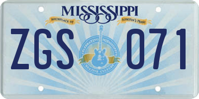 MS license plate ZGS071