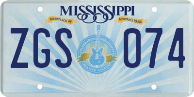 MS license plate ZGS074