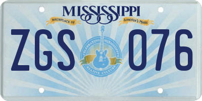 MS license plate ZGS076