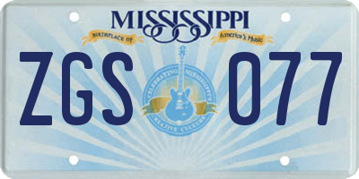 MS license plate ZGS077