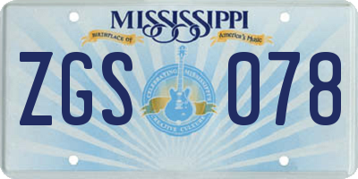 MS license plate ZGS078