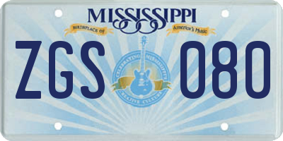 MS license plate ZGS080