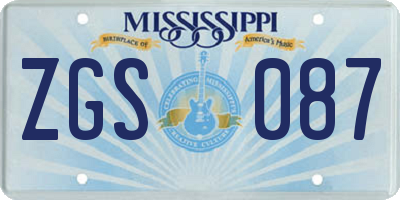 MS license plate ZGS087