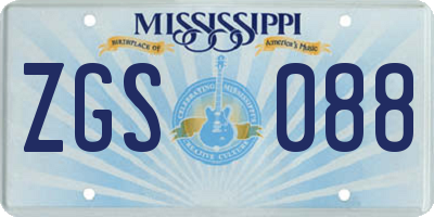 MS license plate ZGS088