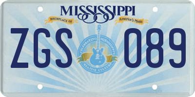 MS license plate ZGS089
