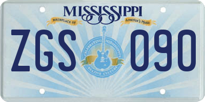 MS license plate ZGS090
